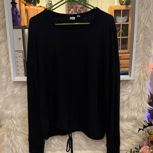 GAP Black Long Sleeve Drawstring Hem Top | XL